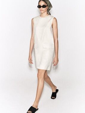 COS Linen Cream Sleeveless Shift Dress